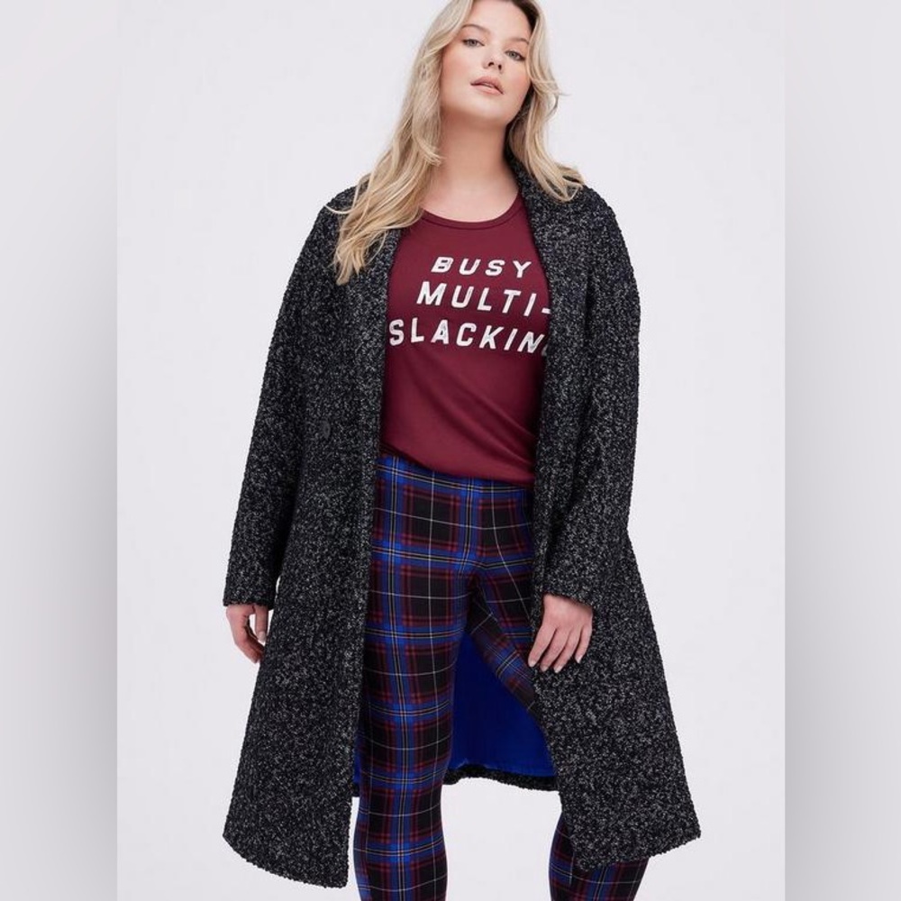 Torrid Boucle Long Coat Jacket Black White Women’s Size 4X